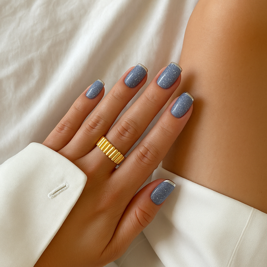 Medium Square - Blue Glitter Glossy